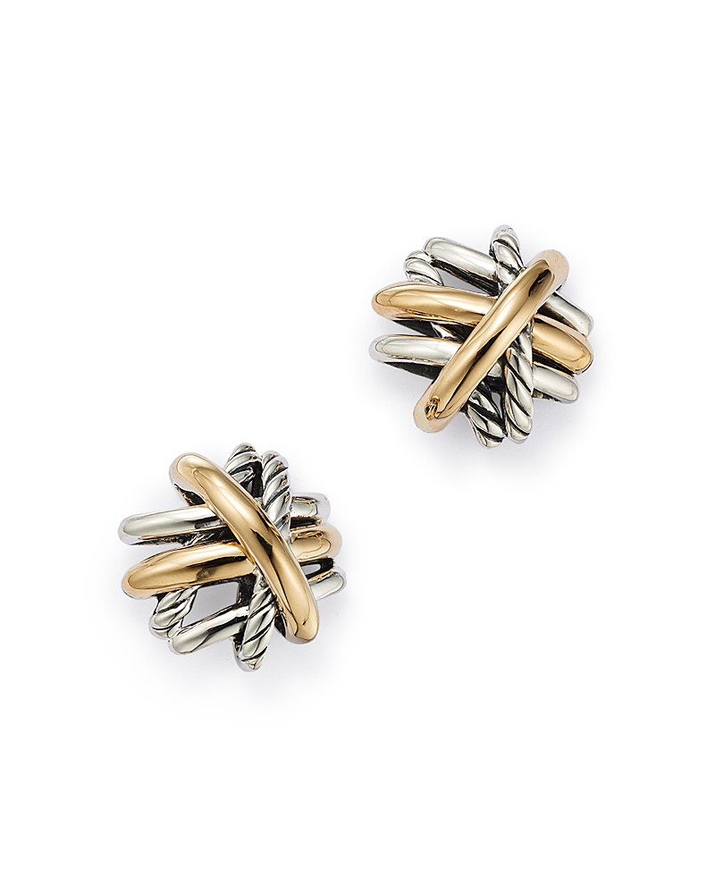 David Yurman Crossover Stud Earrings with 18K Yellow Gold
