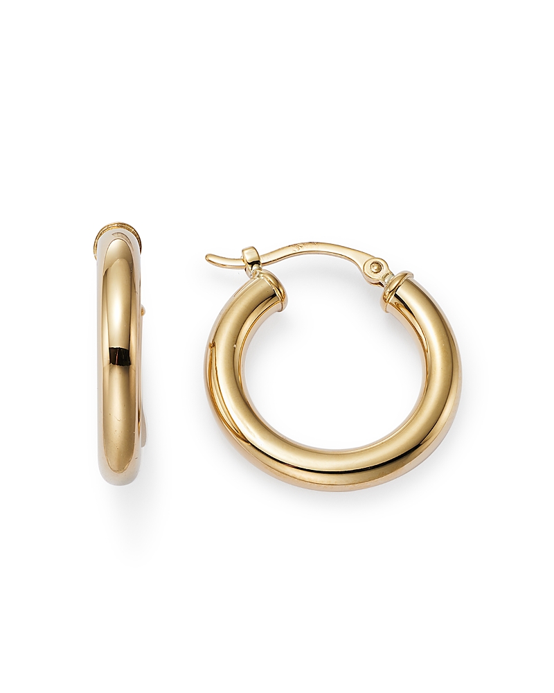 14K Yellow Gold Tube Hoop Earrings