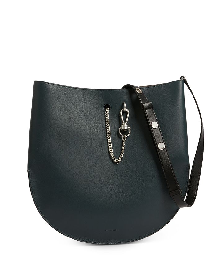 Allsaints Beaumont Small Leather Hobo In Dark Green