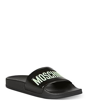 Moschino Women's Logo Slip On Pool Sandals In Black
