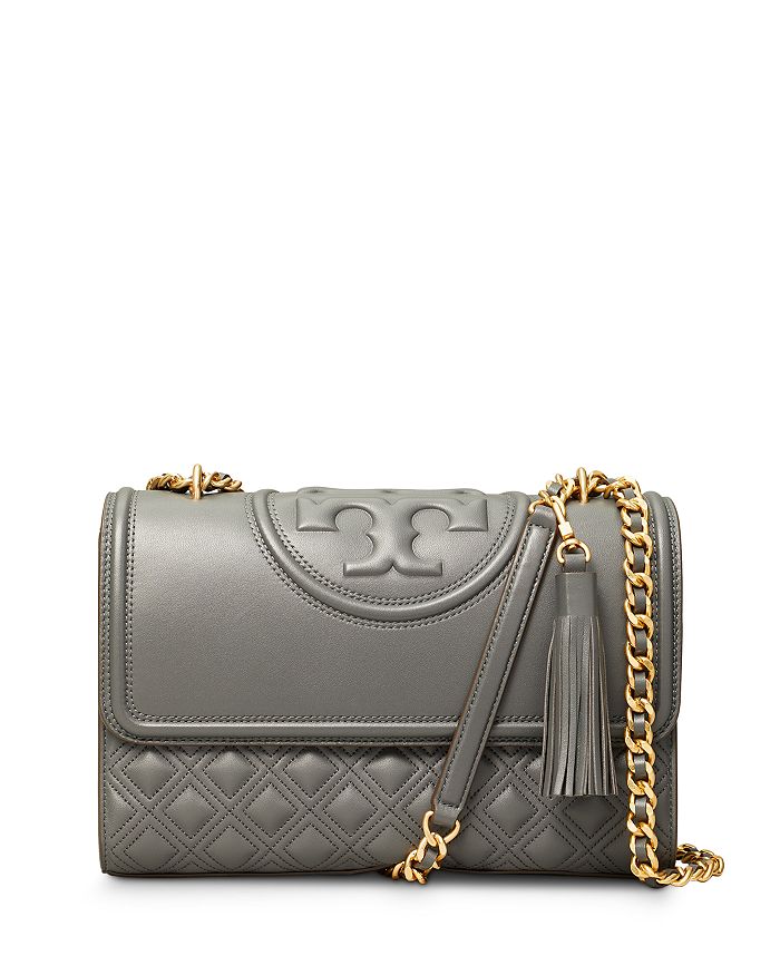 Shop Tory Burch Fleming Medium Quilted Leather Convertible Shoulder Bag In  Overcast