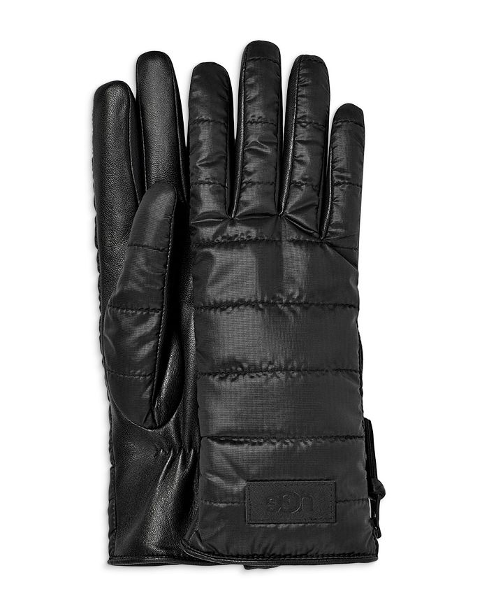 Ugg Faux Fur Lined Quilted Gloves In Black