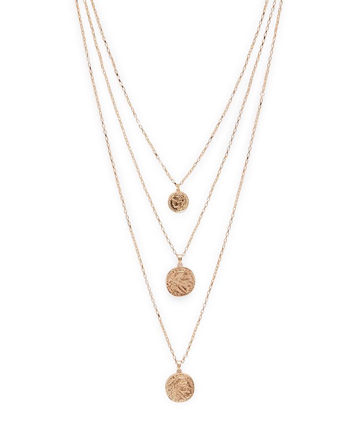 AQUA THREE-LAYER COIN PENDANT NECKLACE, 24 - 100% EXCLUSIVE,NE-31352