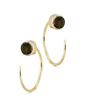 Bloomingdale's - Smoky Stud Quartz and Front Back Hoop Earrings in 14K Yellow Gold - 100% Exclusive