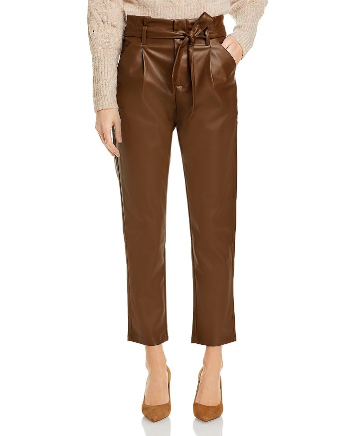 Lucy Paris Faux Leather Paperbag-waist Pants - 100% Exclusive In Chocolate Brown
