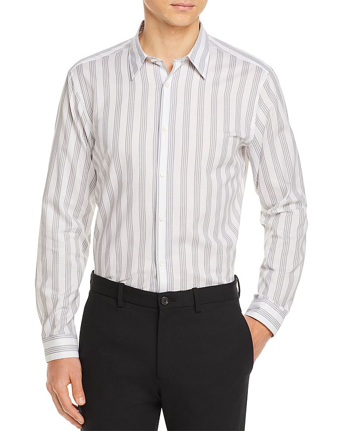 Theory Irving Flanella Text Slim Fit Button-down Shirt In Baltic Stripe