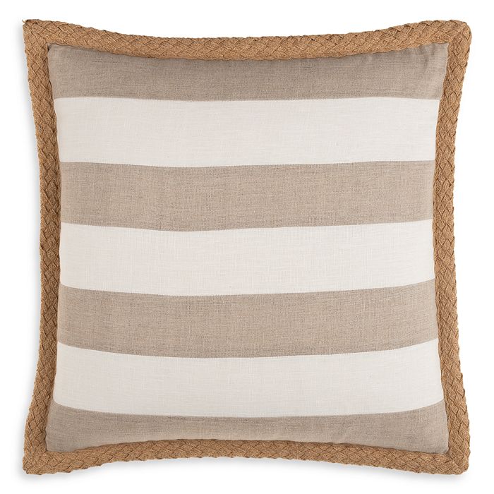 Surya Warrick Striped Linen Decorative Pillow, 20 X 20 In Ivory