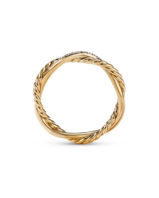 18K Yellow Gold Petite Infinity Twisted Ring with Diamonds