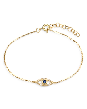 Photos - Bracelet Zoe Lev 14K Yellow Gold Diamond & Blue Sapphire Evil Eye  DIAMSAPP
