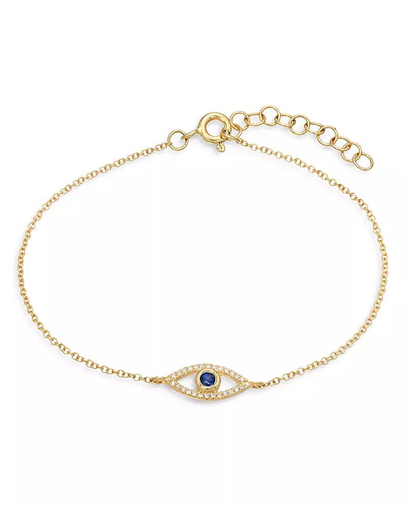 Zoe Lev 14K Yellow Gold Diamond & Blue Sapphire Evil Eye Bracelet