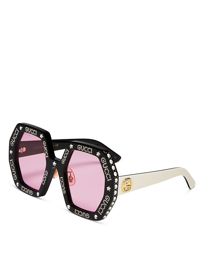 Gucci - Embellished Geometric Sunglasses, 55mm