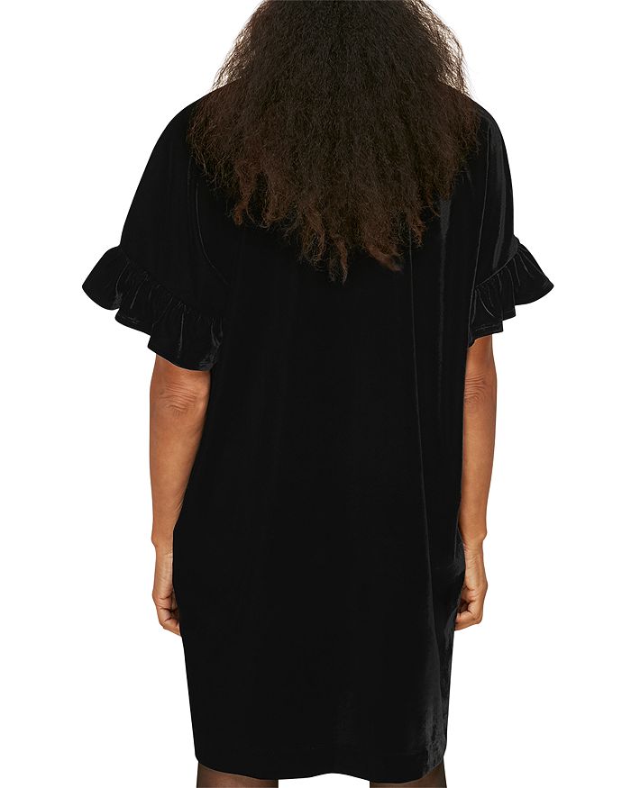 Shop Whistles Velvet Frill Sleeve Dress In Black