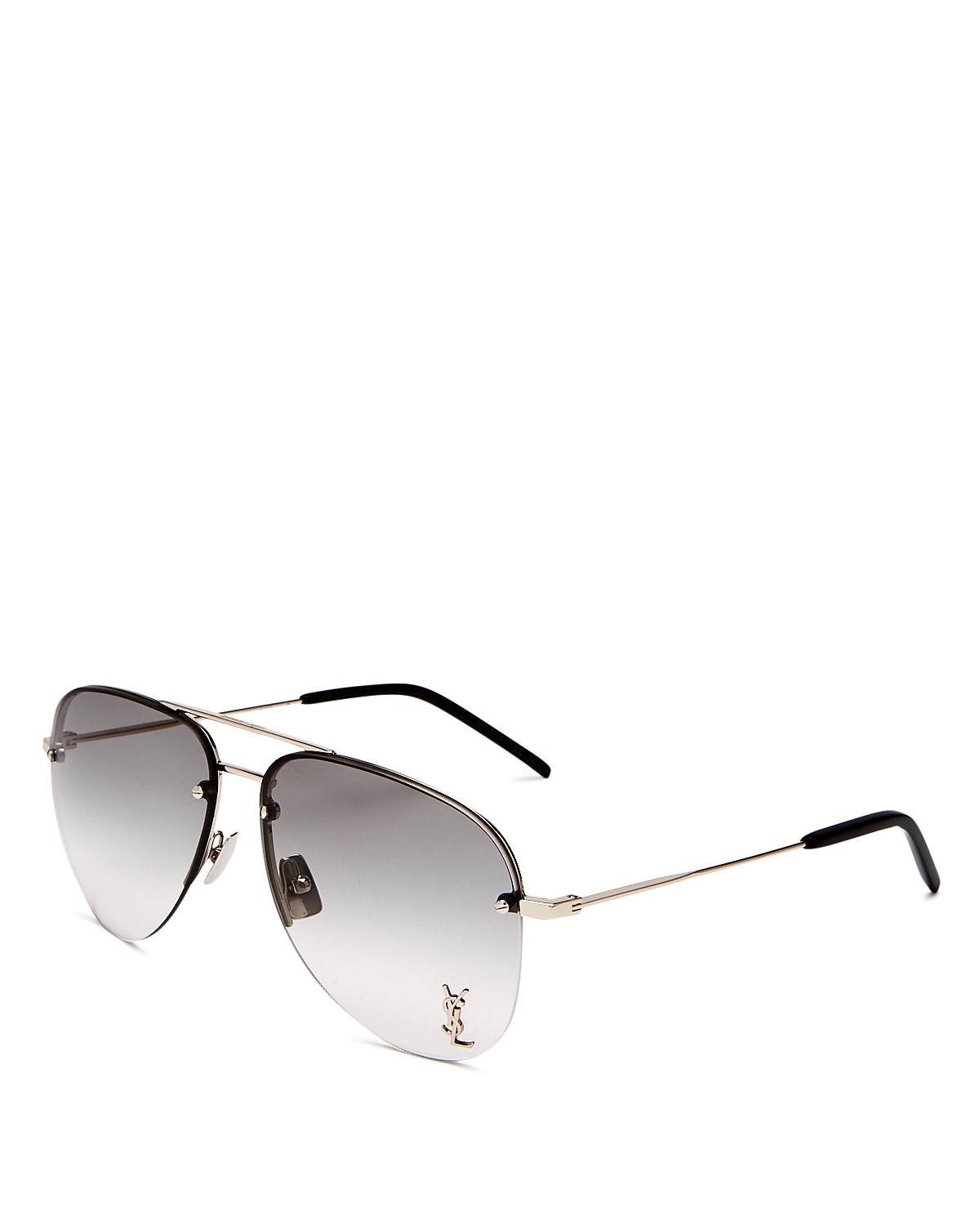 Saint Laurent Classic 11 M Brow Bar Aviator Sunglasses, 59mm