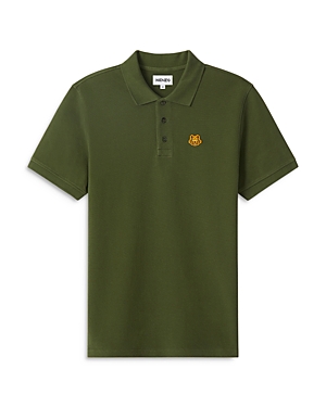 Kenzo Tiger Crest Slim Fit Polo Shirt In Dark Khaki