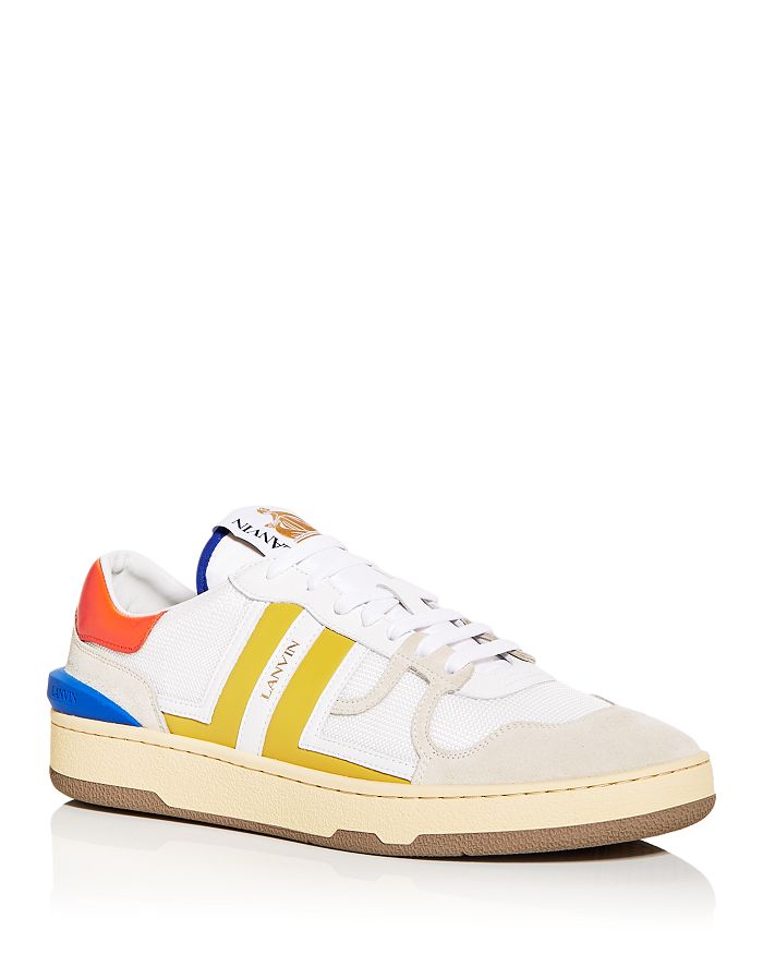 Lanvin White & Yellow Mesh Clay Low Sneakers In White/yellow
