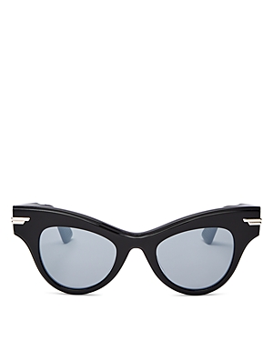Bottega Veneta Women's Cat Eye Sunglasses, 47mm In Black / Silver Mirror
