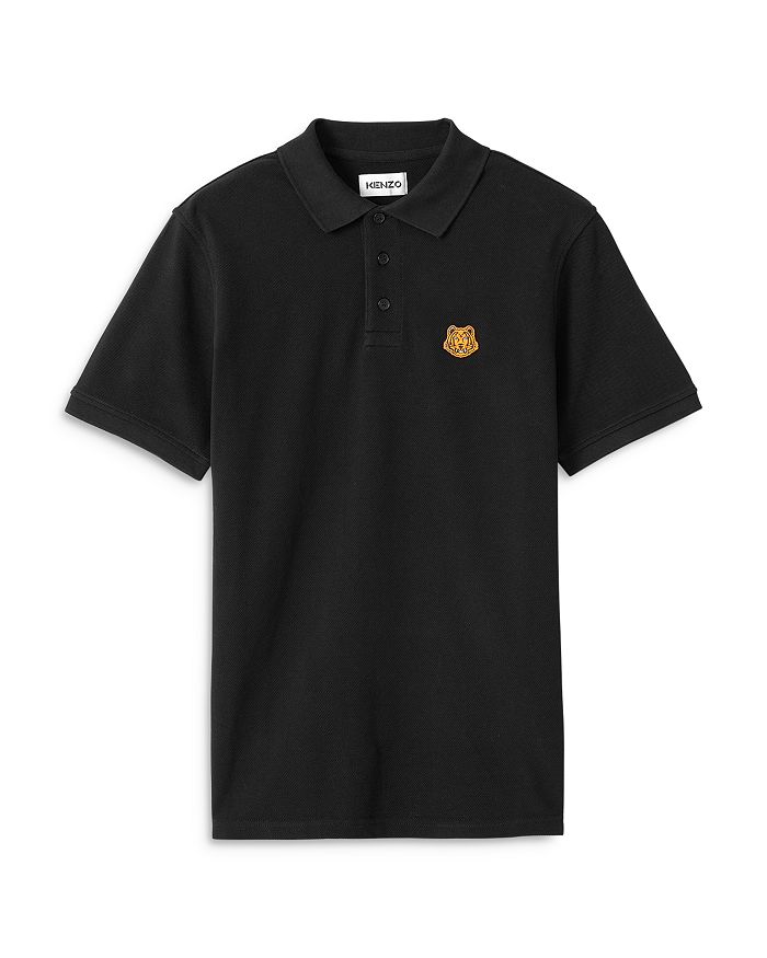 Kenzo Jersey Polo With Logo Patch In Black