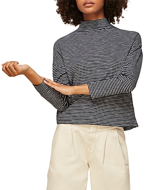 Whistles Striped High Neck Top In Multi Color