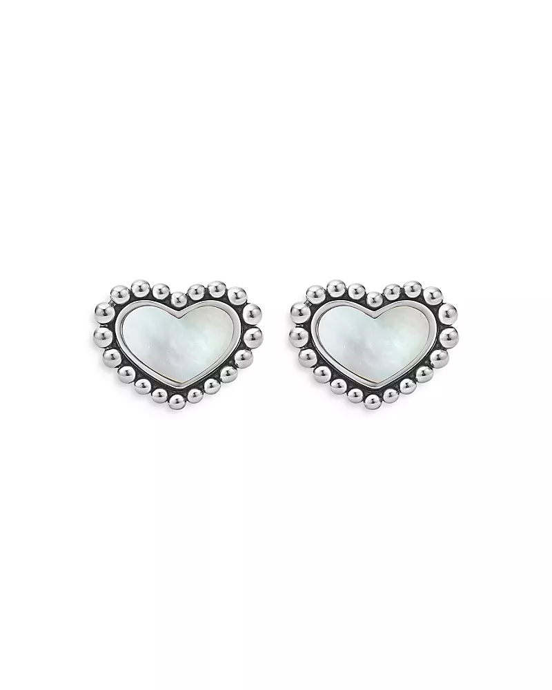 Lagos Sterling Silver Maya Mother of Pearl Inlay Stud Earrings