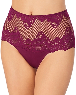 Le Mystere Lace Allure High Waist Thong In Rouge