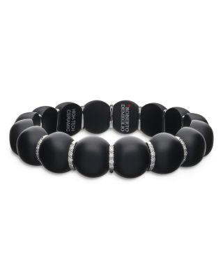 Roberto Demeglio - 18K White Gold & Ceramic Stretch Bracelet with Diamonds
