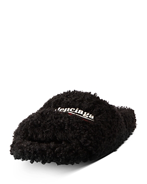 BALENCIAGA WOMEN'S FURRY SLIDE SLIPPERS,654261W2DO1