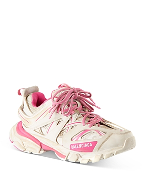 Balenciaga Track Colorblock Trainer Sneakers In White/pink