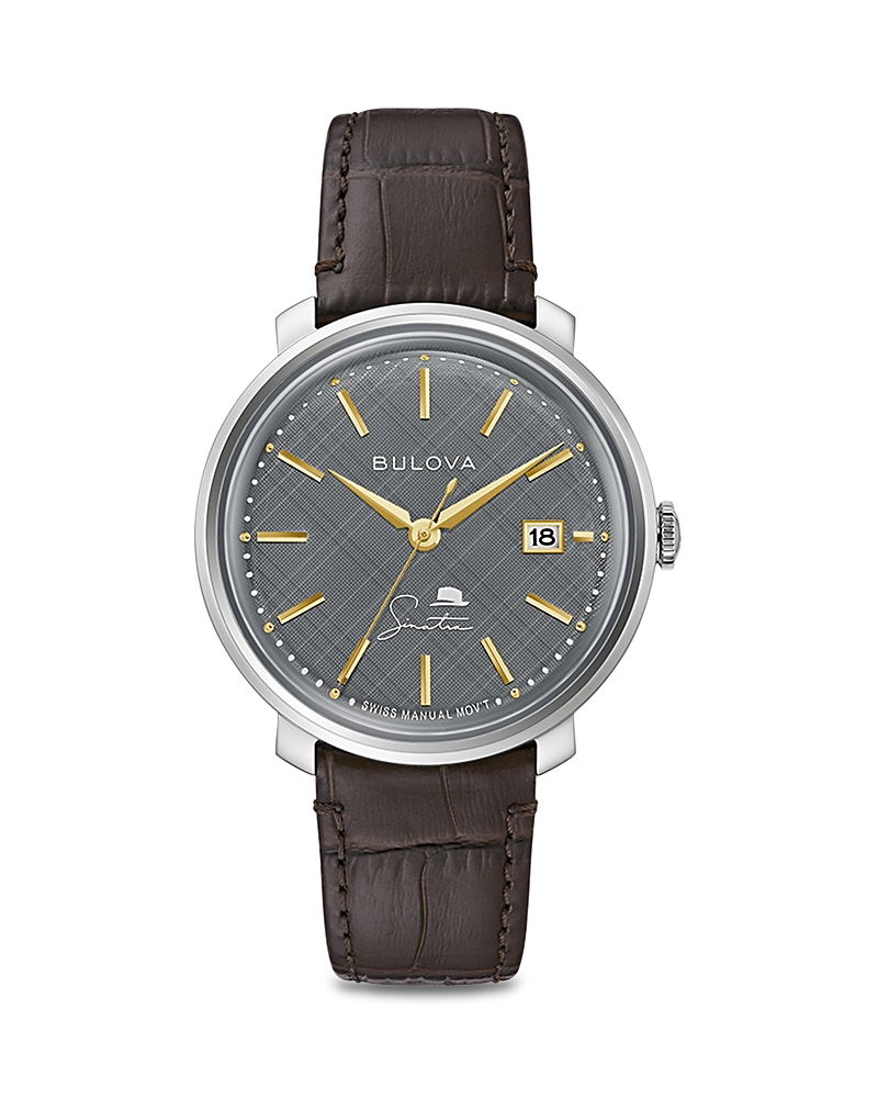 Bulova Men's Frank Sinatra Collection Brown Leather Strap Watch 40mm In Gray