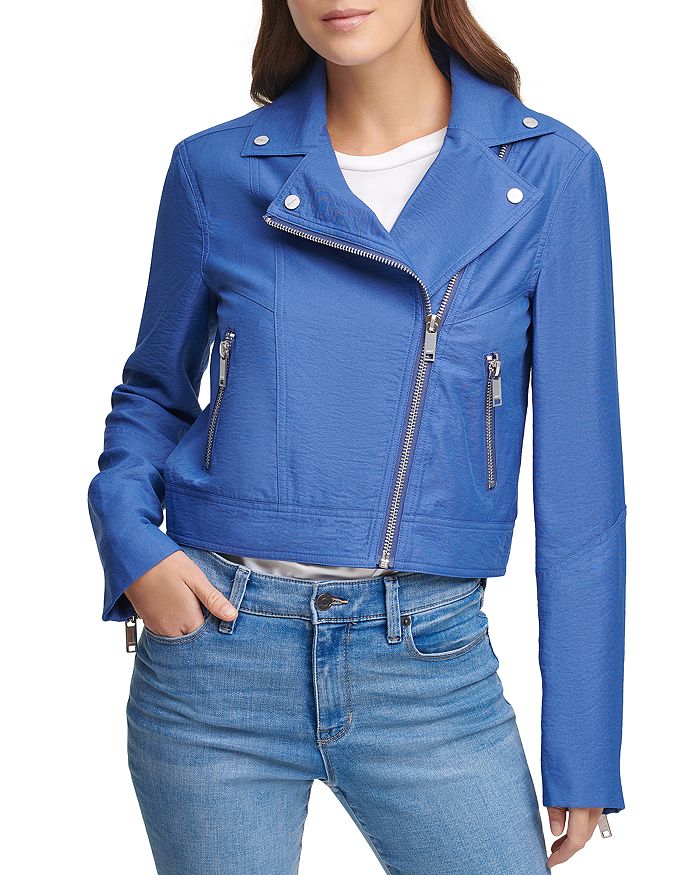 Dkny blue new arrivals leather jacket