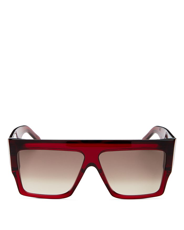 Celine Unisex Flat Top Square Sunglasses, 57mm In Transparent Bordeaux/gradient Brown