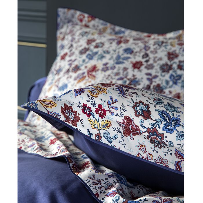 Shop Anne De Solene Fleur De Perse King Pillowcases, Set Of 2 In Navy Blue