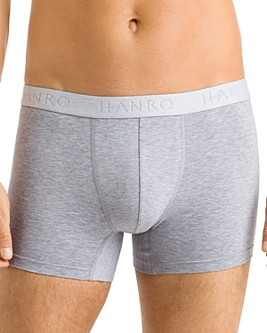 Hanro Essentials Cotton Stretch Boxer Briefs, Pack Of 2 In Carbon Blue/light Melange
