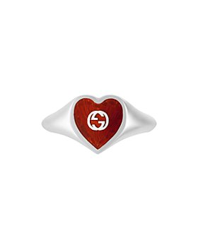 Gucci - Sterling Silver & Enamel Interlocking G Heart Ring