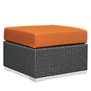 Modway Sojourn Outdoor Patio Sunbrella Rattan Ottoman In Canvas Tuscan