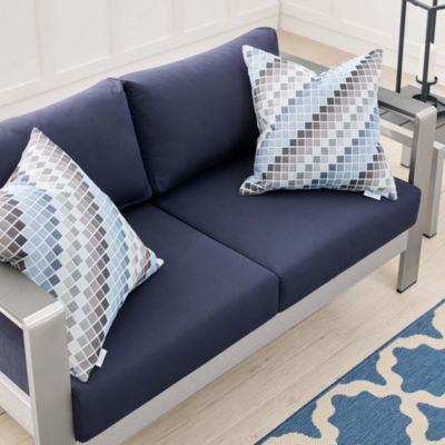  Shore Sunbrella Fabric Aluminum Outdoor Patio Loveseat