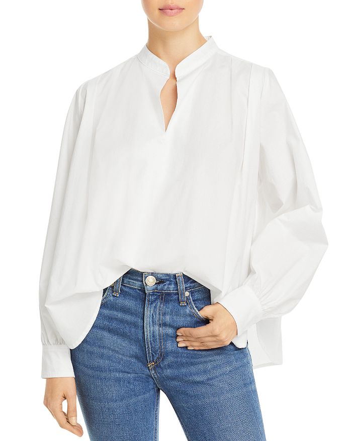 Rag & Bone Carly Poplin Long-sleeve Top In White