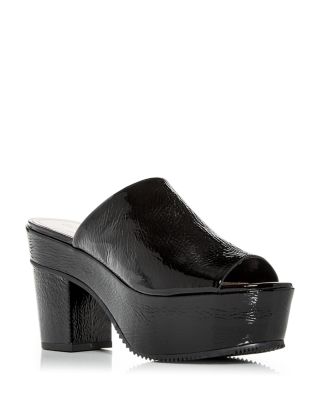 Women's Platform Mules With Closed Toe - Chunky High Heel Slide Sandals 4.33 Inch