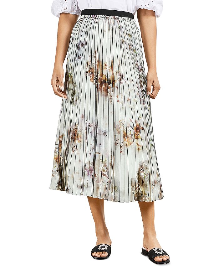 Ted Baker Vanilla Floral Print Pleated Skirt | Bloomingdale's