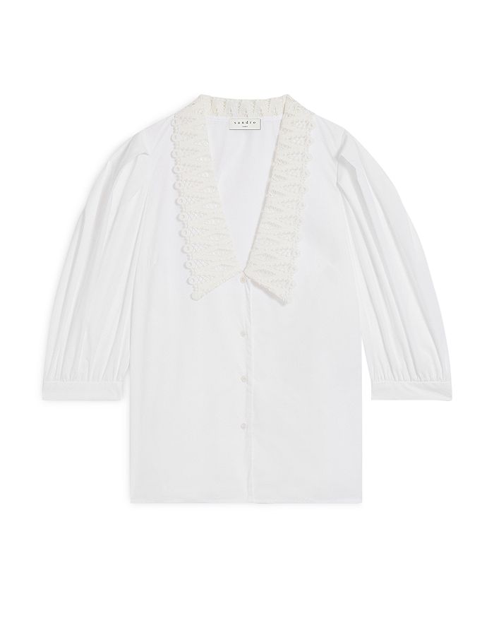 Sandro Lilie Lace Collar Shirt | Bloomingdale's