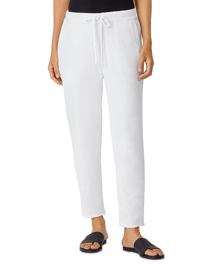 Eileen Fisher Organic Cotton French Terry Ankle Track Pant In White
