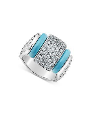 Blue Caviar & Diamond Sterling Silver Statement Ring  