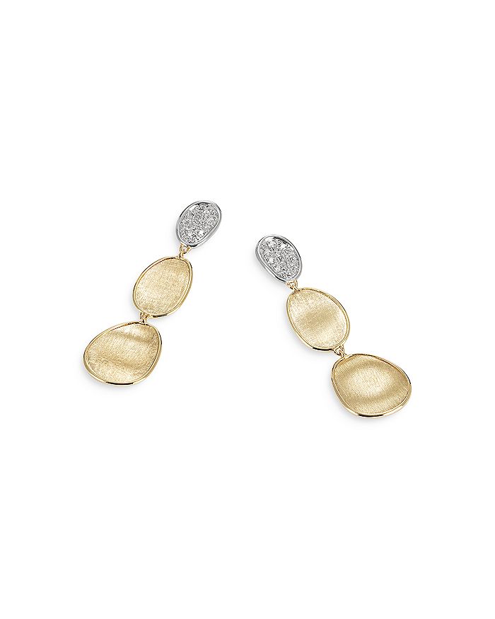 Shop Marco Bicego 18k Yellow & White Gold Lunaria Diamond Drop Earrings In Multi