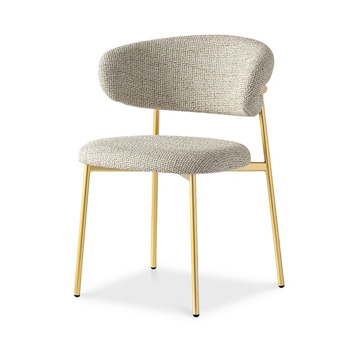 Calligaris Oleandro Dining Chair In Painted Brass/boucle Hemp