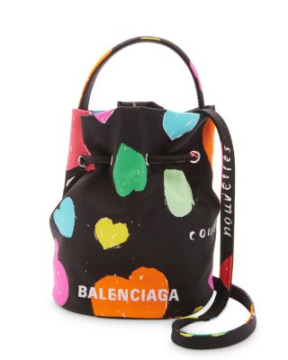 Balenciaga Wheel Drawstring Bucket Bag Nylon XS Blue 131767362