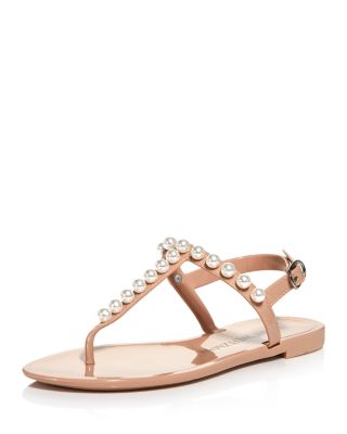 Stuart Weitzman Goldie Faux Pearl-embellished Rubber Slingback Sandals In  Nude And Neutrals | ModeSens
