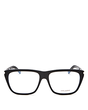 Saint Laurent Unisex Square Clear Glasses, 57mm In Black/transparent