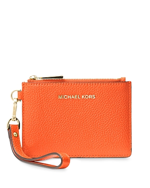Michael Michael Kors Small Leather Wristlet In Clementine