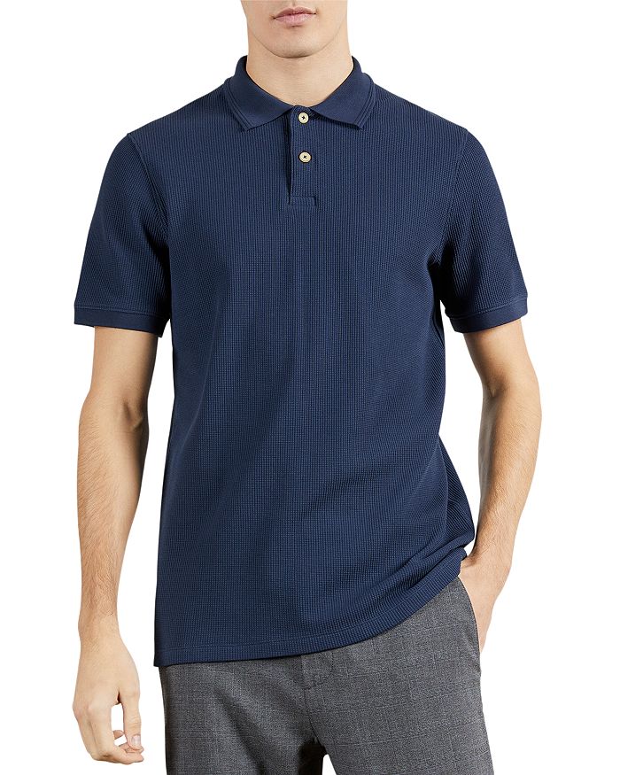 TED BAKER COTTON BLEND WAFFLE TEXTURED POLO,252425
