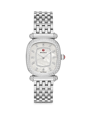 Shop Michele Caber Isle Watch, 32mm In Ivory/silver