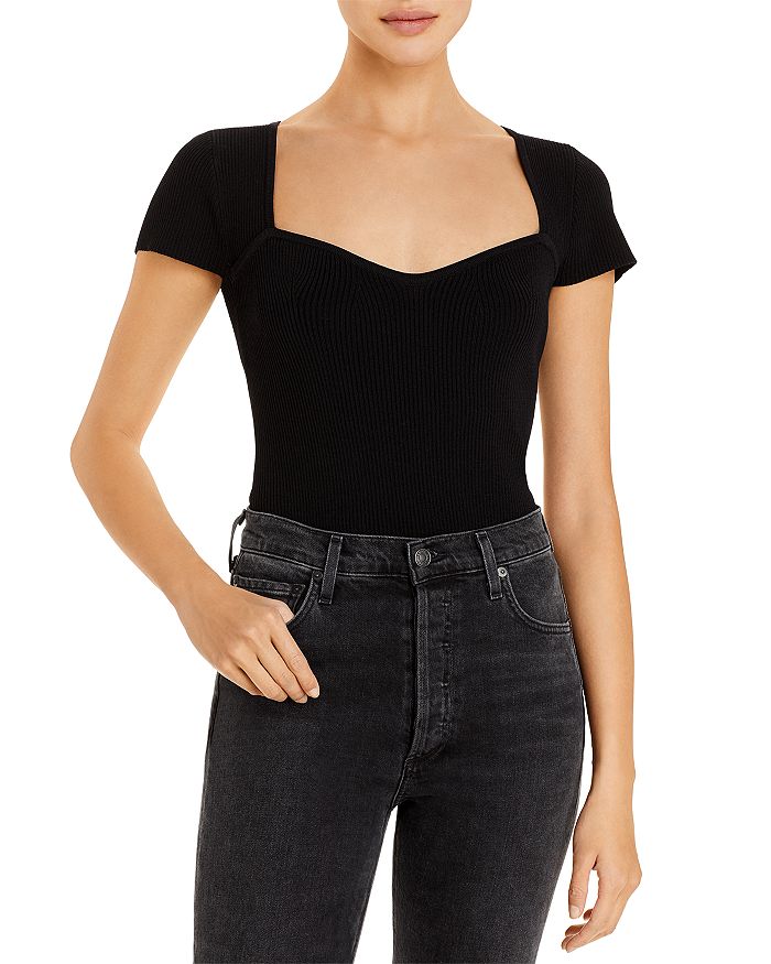 Lucy Paris - Sweetheart Short Sleeve Ribbed Top
